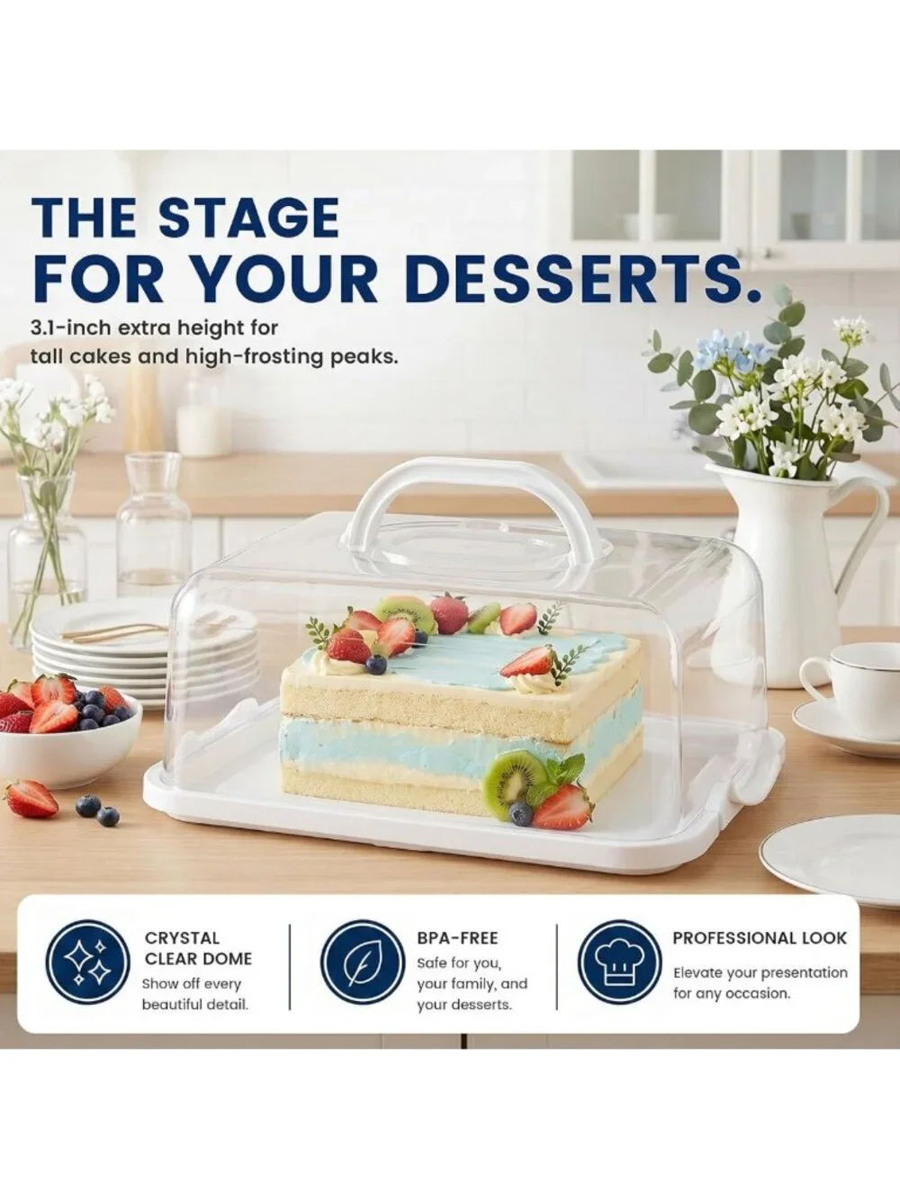 2-in-1 Cake Carrier with Lid & Handle - 12 Cupcake Capacity, Perfect for